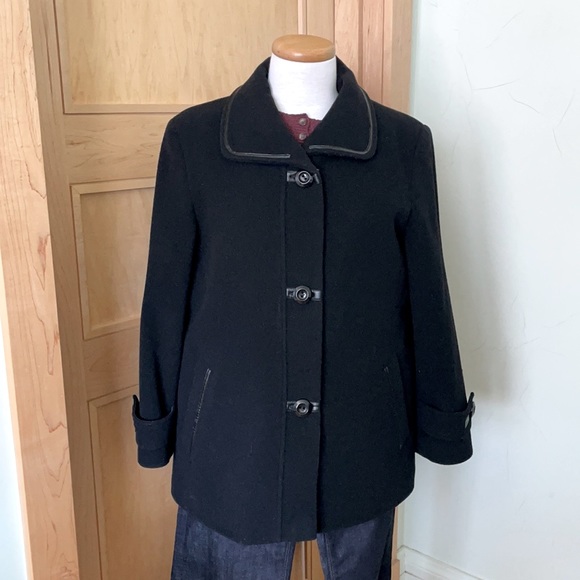 Marcona Black Wool Blend Peacoat, Size 10 - Picture 1 of 16